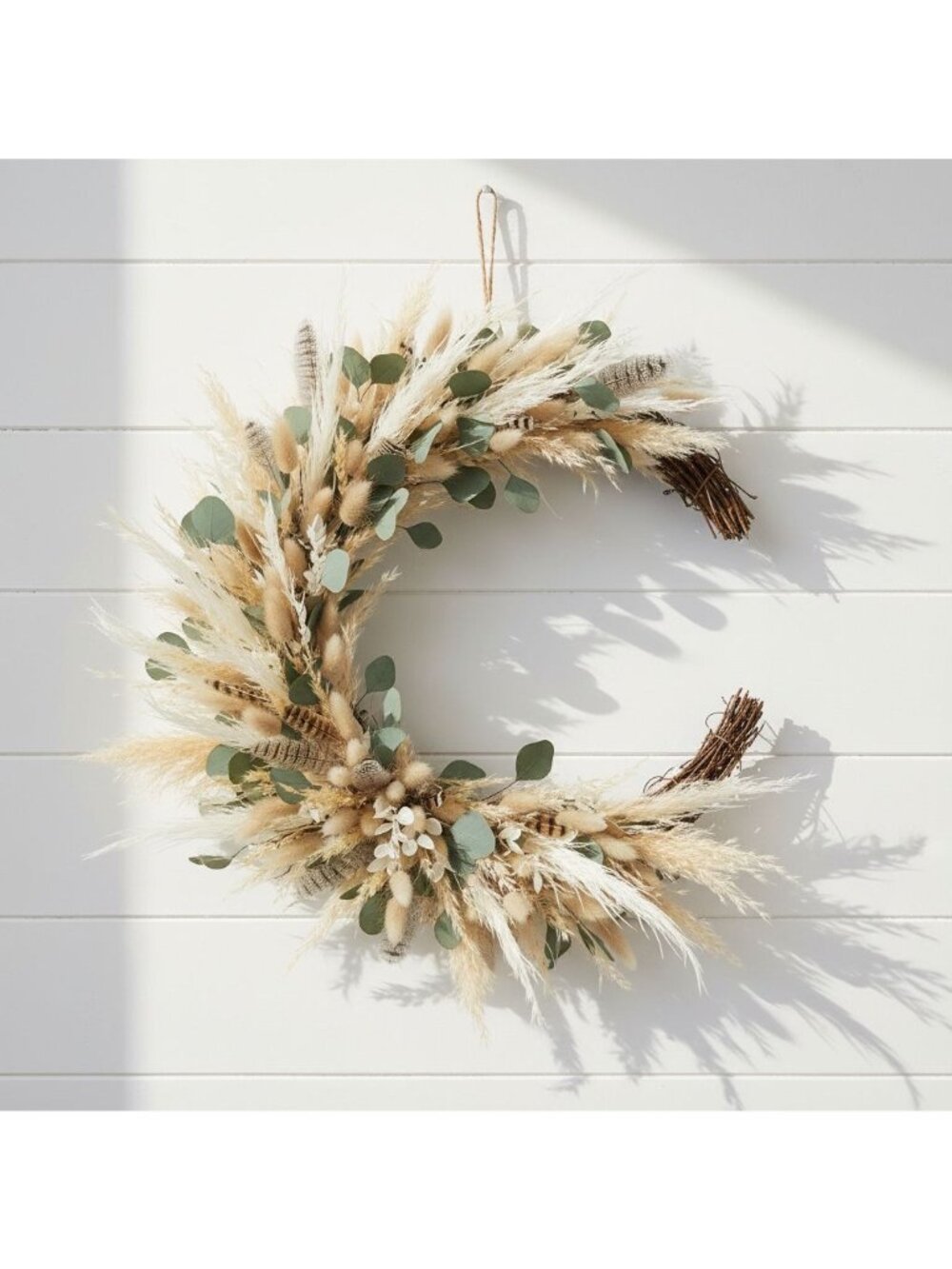 Crescent Moon Wreath Twig Base 12in Rustic Wreath Frame Front Door Decor - Picture 4 of 9
